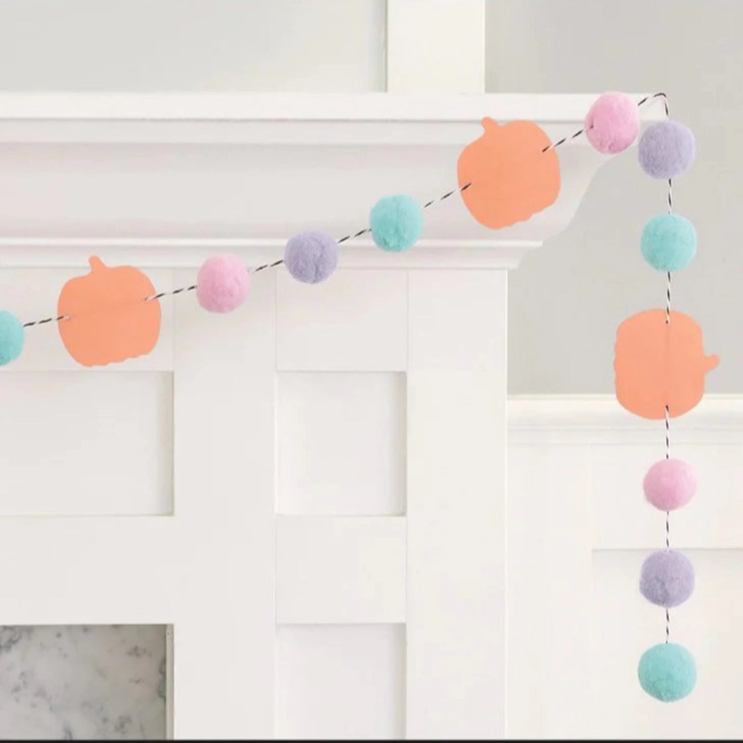 Pom Pom Garland with Felt Pumpkins