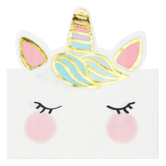 Servilletas para almuerzo con cara de unicornios de We Heart, 16 piezas.