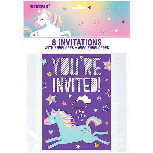 Invitaciones impresas de cumpleaños de unicornio