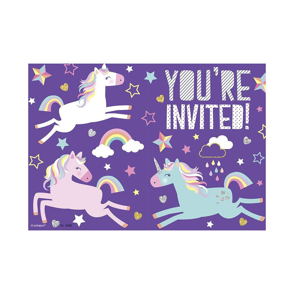 Invitaciones impresas de cumpleaños de unicornio