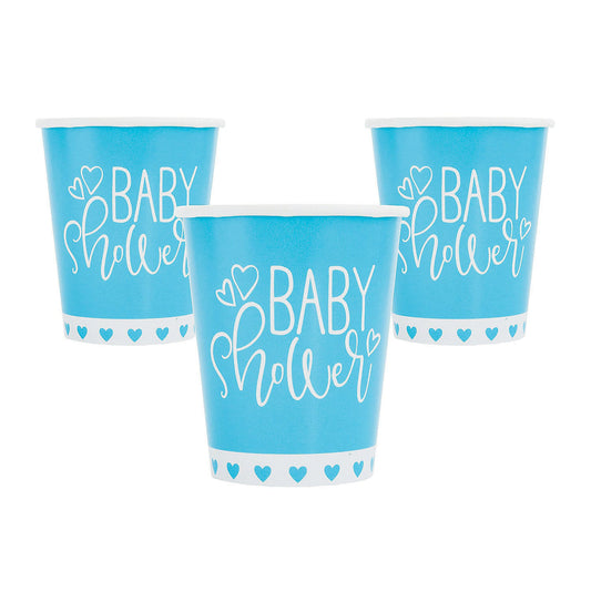 Vasos De Papel Baby Shower Corazones Azules
