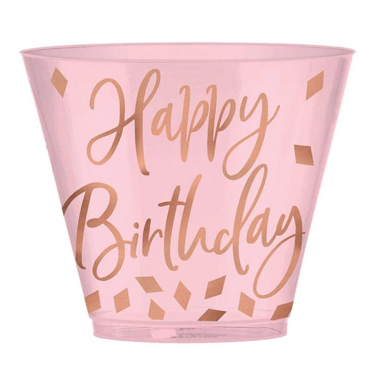 Blush Birthday Plastic Tumblers Hot-Stamped