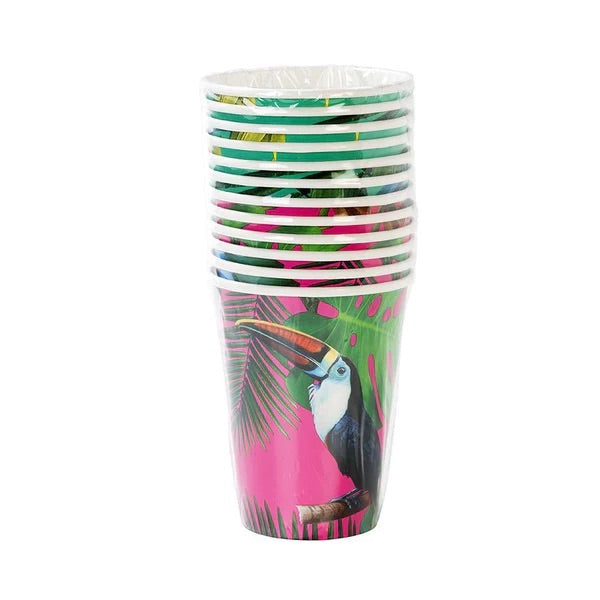 Vasos de papel brillantes Fiesta Tropical