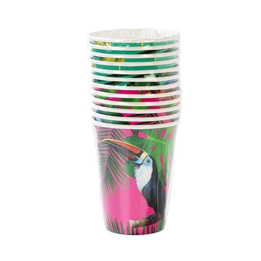 Vasos de papel brillantes Fiesta Tropical