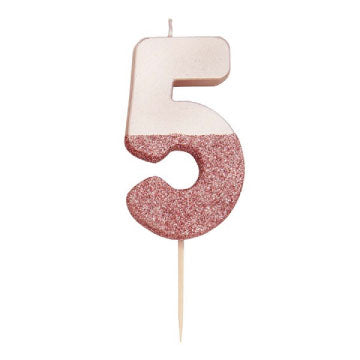 Rose Gold Numbers Candles