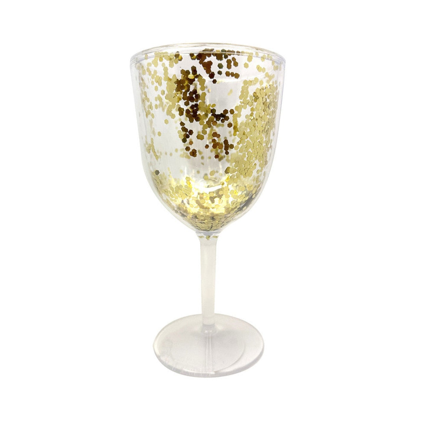 Gold Glitter Plastic 450mL Wine Tumbler