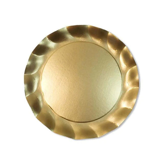 Plato Llano Ondulado Oro Satinado