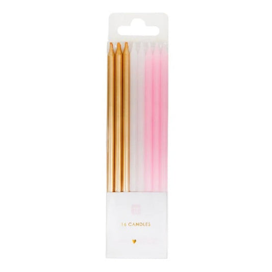 Velas altas para pastel - Rosas (paquete de 16)