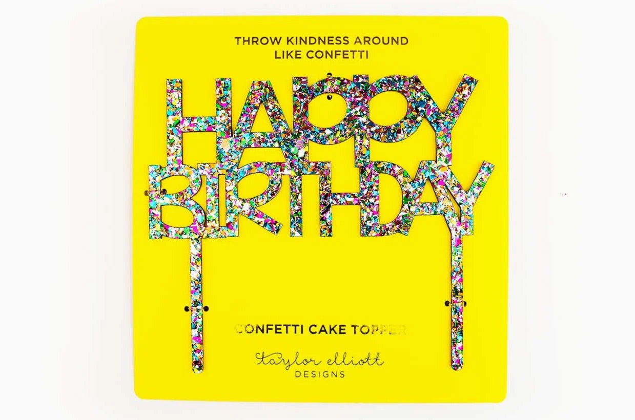 Adorno para tarta colorido de feliz cumpleaños