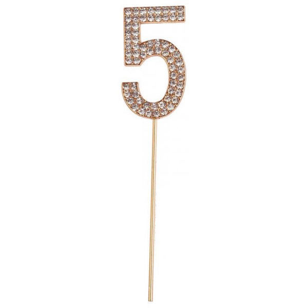 Rhinestone Cake Topper Numbers Gold