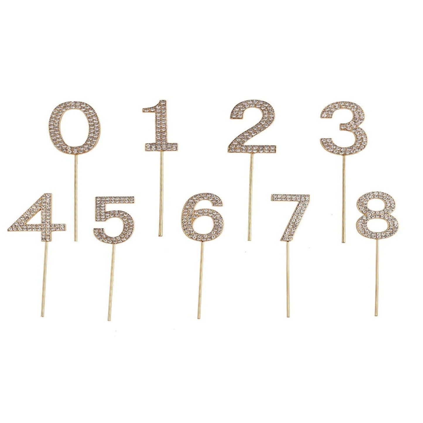 Rhinestone Cake Topper Numbers Gold