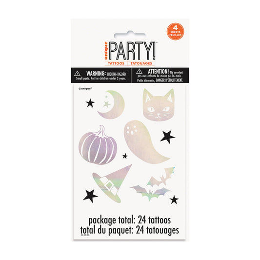 Iridescent Foil Halloween Tattoos 24ct