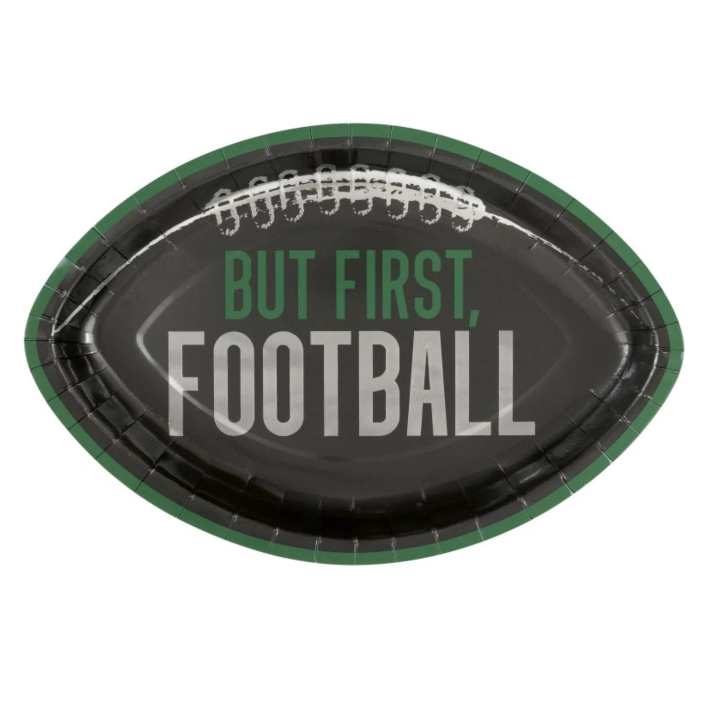 Kickoff Football "But First Football" Shaped 12" Plates 8ct