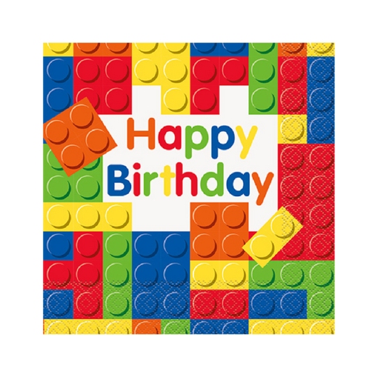 Building Blocks Birthday Luncheon Napkins 16ct