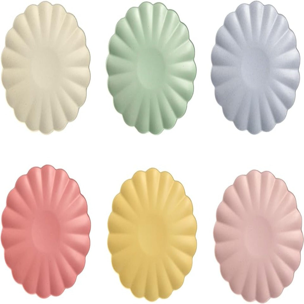 Large Multicolor Reusable Bamboo Plates