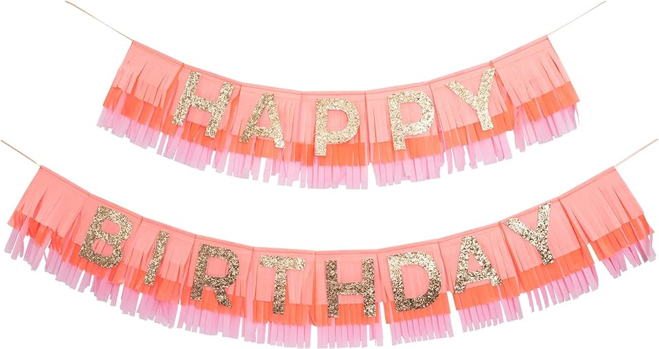 Pink Happy Birthday Fringe Garland