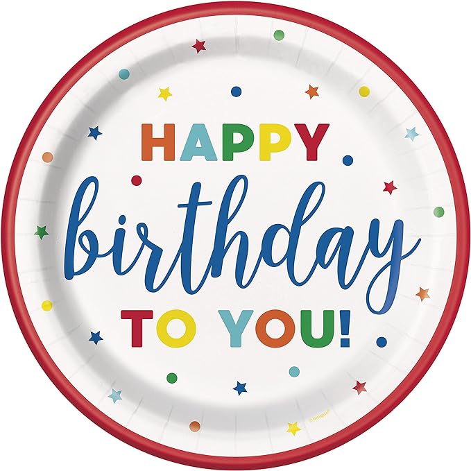 Dots & Stars Birthday Round  Plates