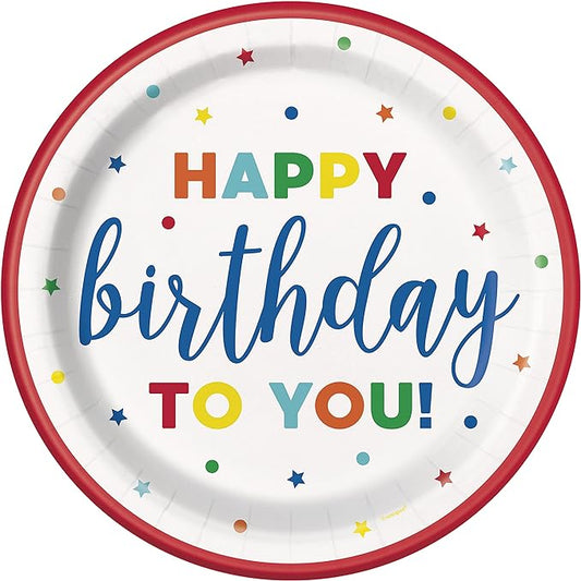 Dots & Stars Birthday Round  Plates