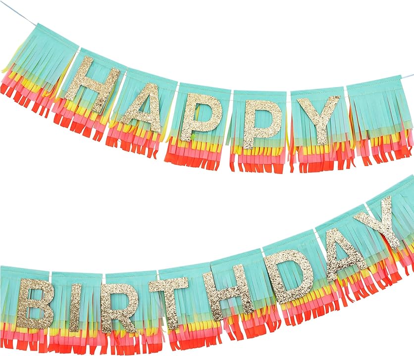 Rainbow Happy Birthday Fringe Garland