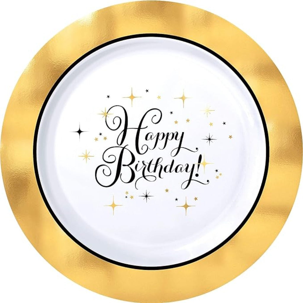 Premium Gold Birthday Plastic Plates