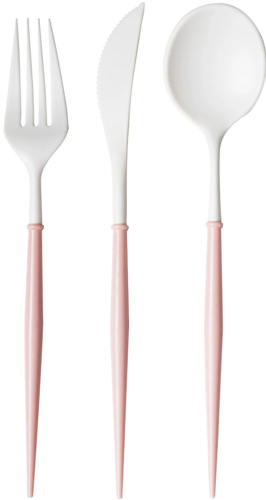 White Flartware/ Blush Set/24