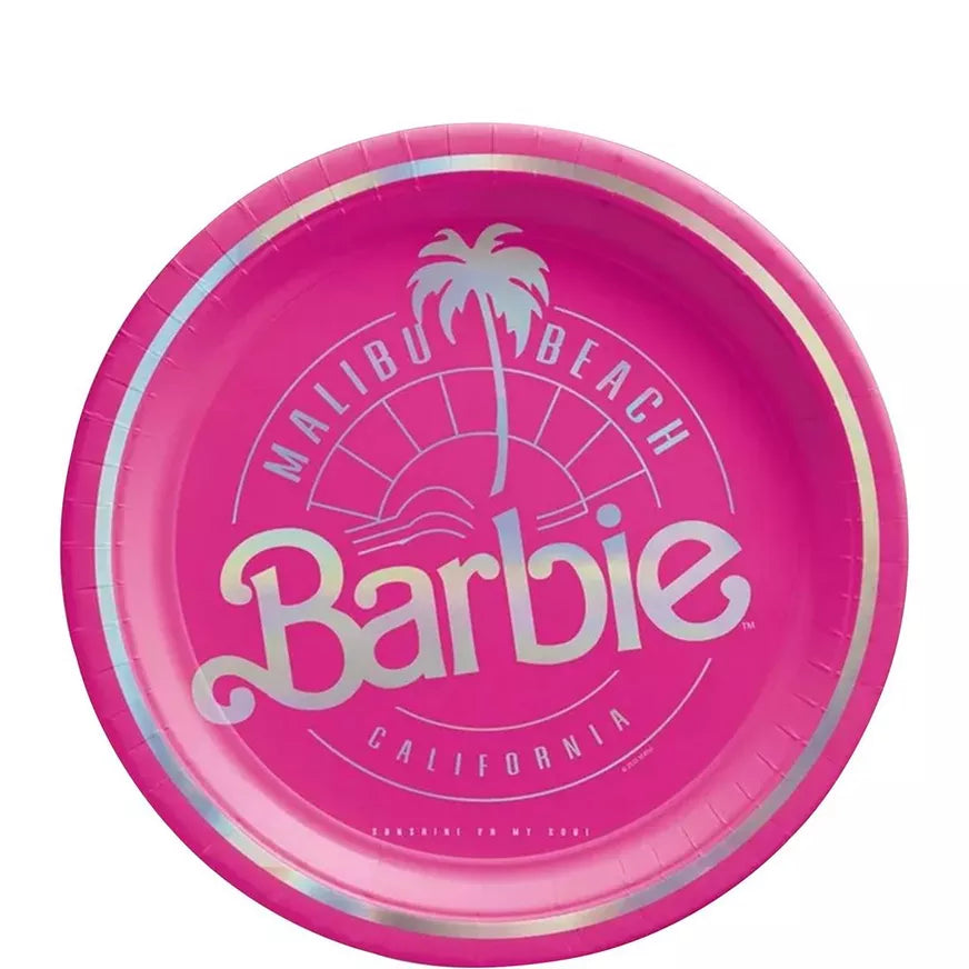 Malibu Barbie 7" Round Metallic Plates