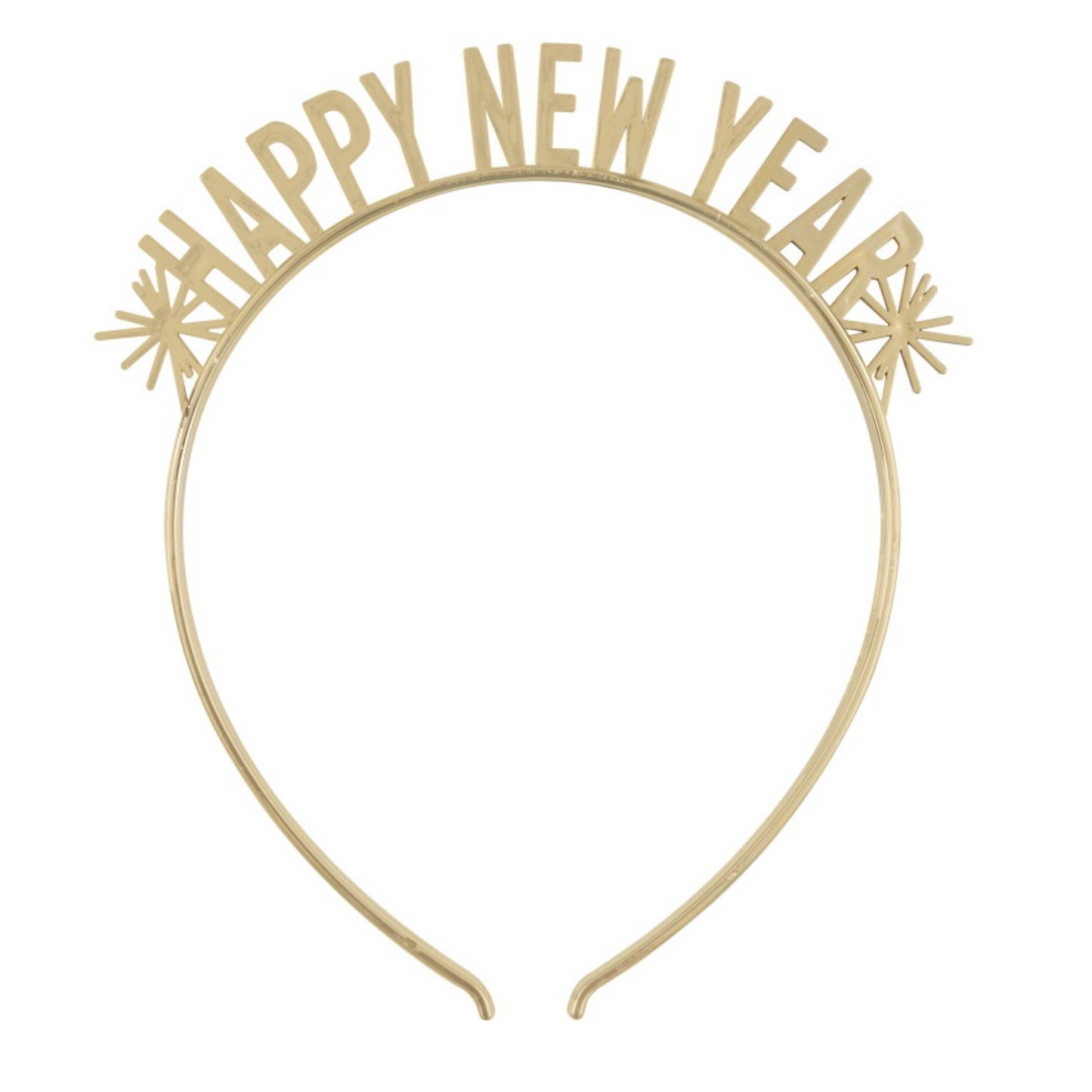 Gold "Happy New Year" Plastic Headbands 4ct