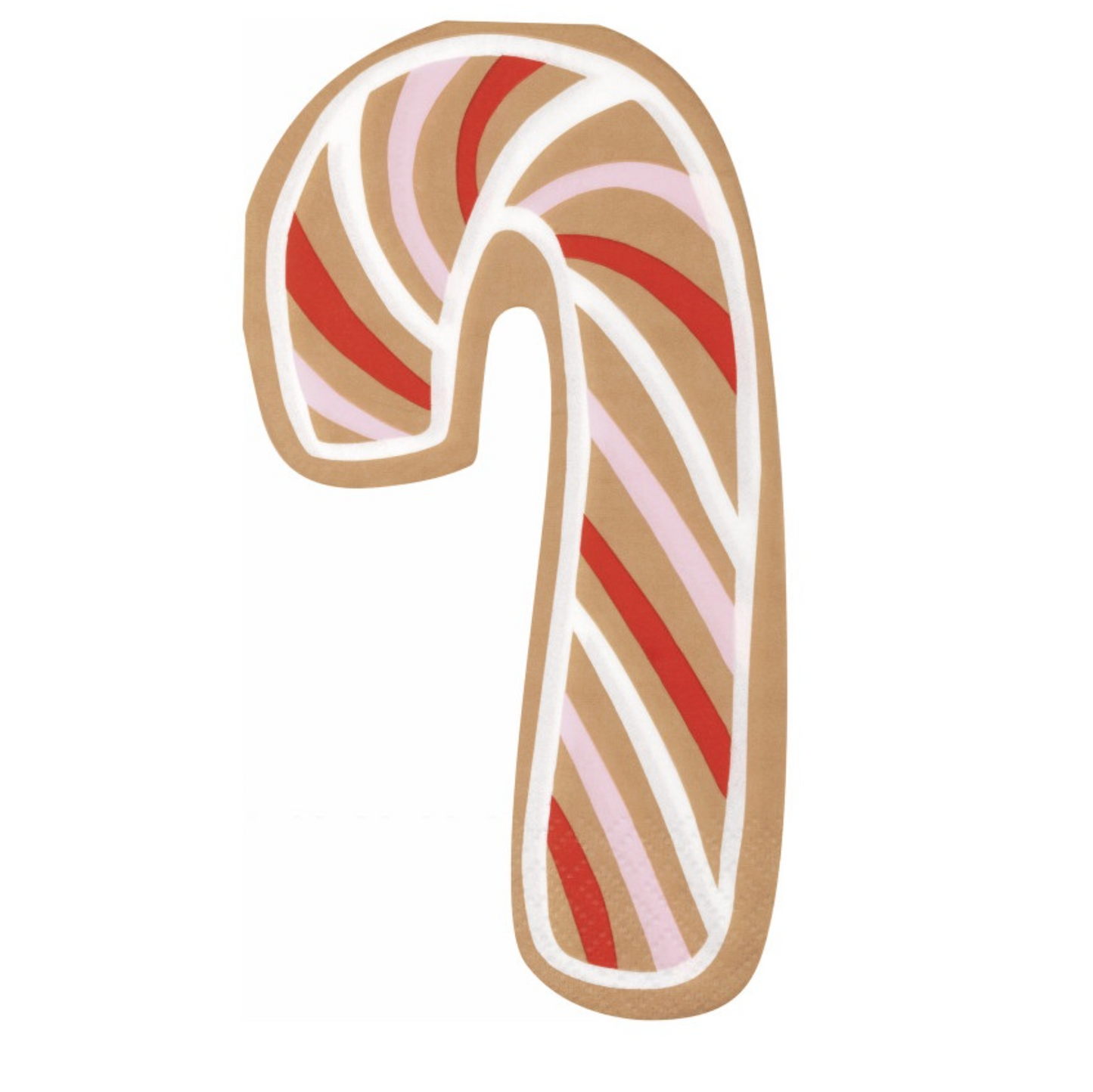 Gingerbread Christmas Candy-Cane-Shaped Guest Napkins