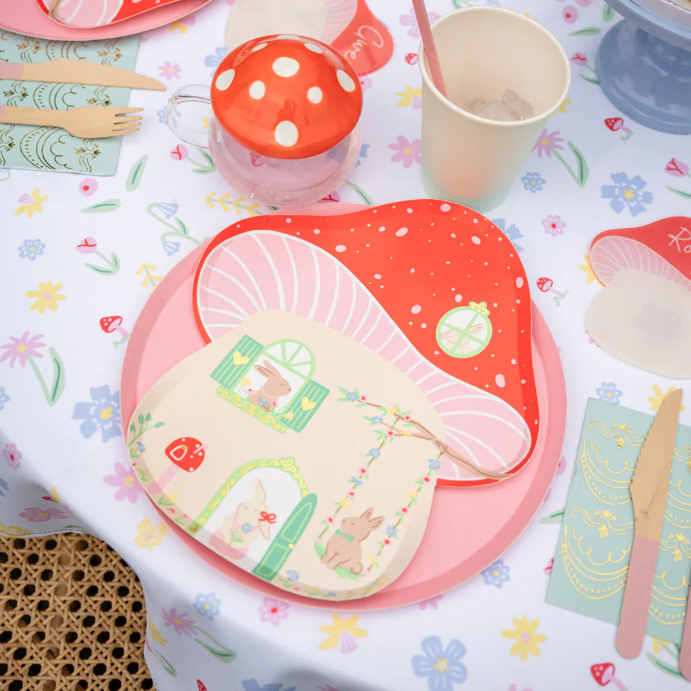 Bunnies In The Garden Mushroom House Large Plates