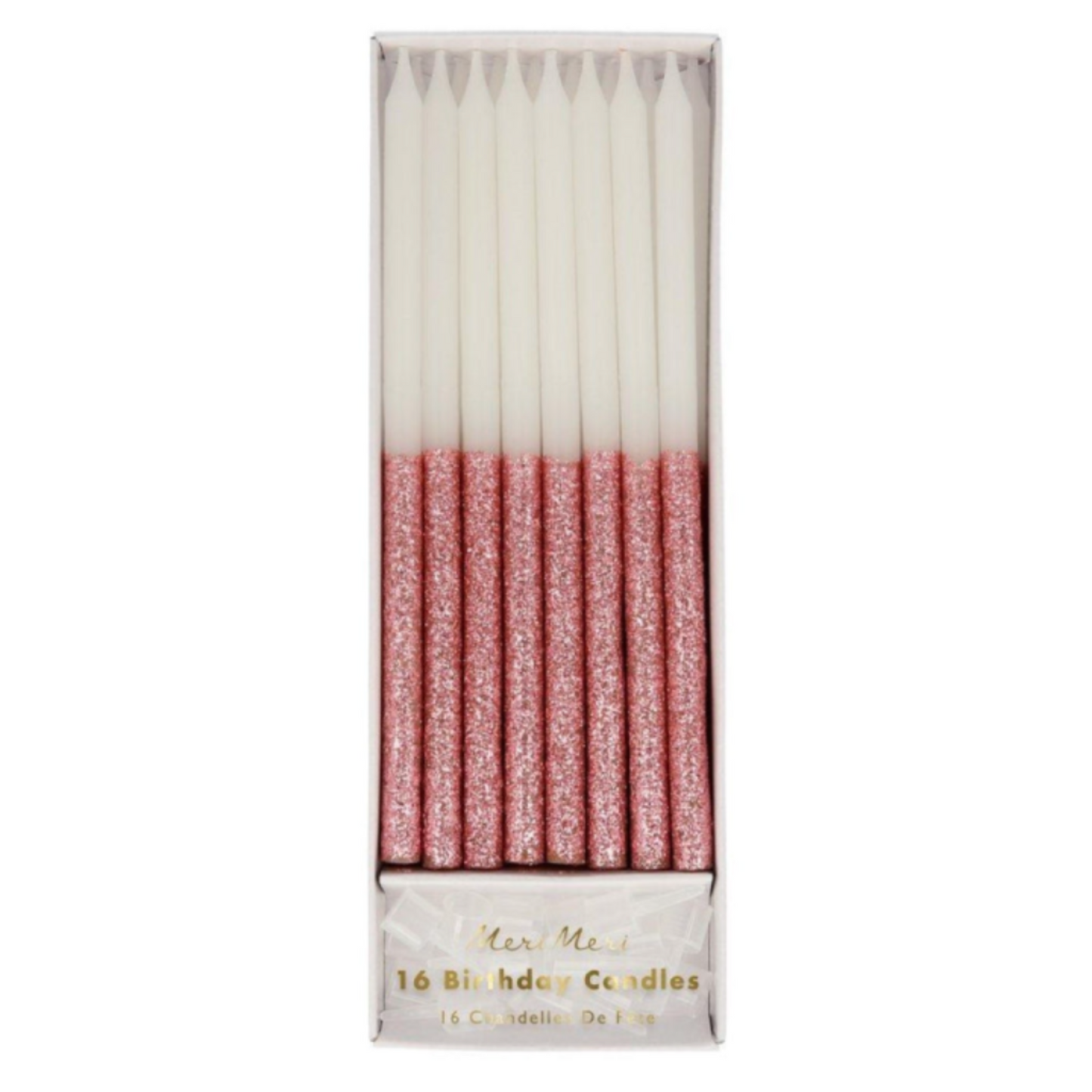 Dusky Pink Glitter Dipped Candles