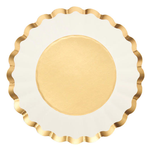 Salad Plate Gold & White/8 pkg