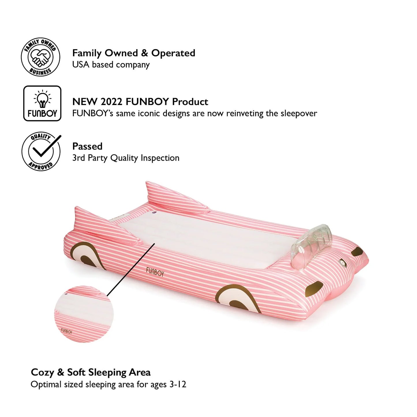 Pink Convertible Kids Sleepover air mattress