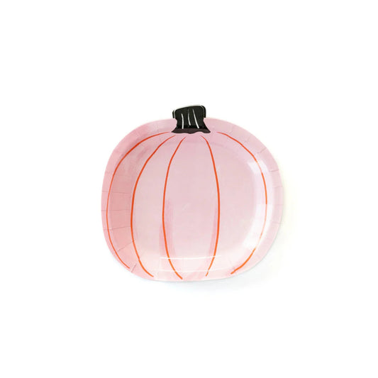 Pink Pumpkin Shaped Paper Plates