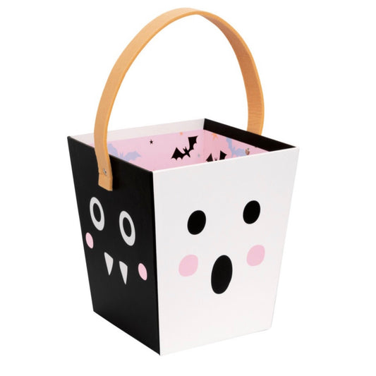 Pastel Hauntings Black Bat Favor Bucket with Felt Handle