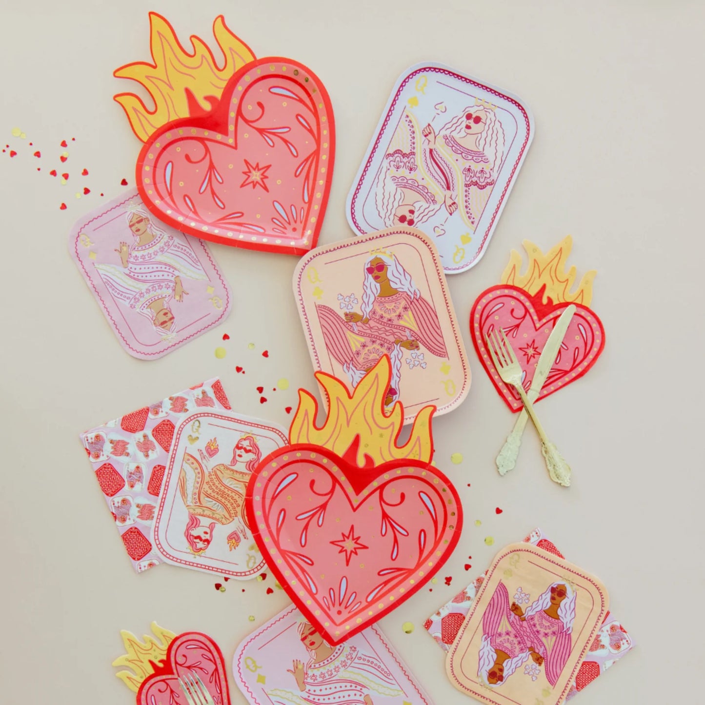 Queens Flaming Hearts Dessert Plates