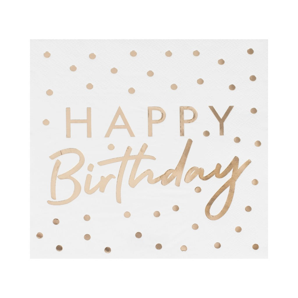 Gold Foiled Happy Birthday Paper Napkins