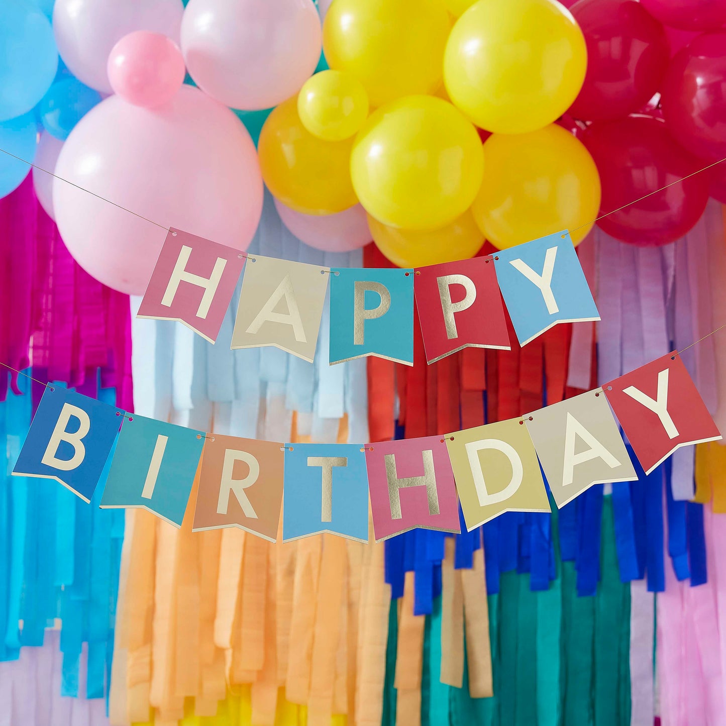 slider Multi-Coloured Happy Birthday Banner Bunting