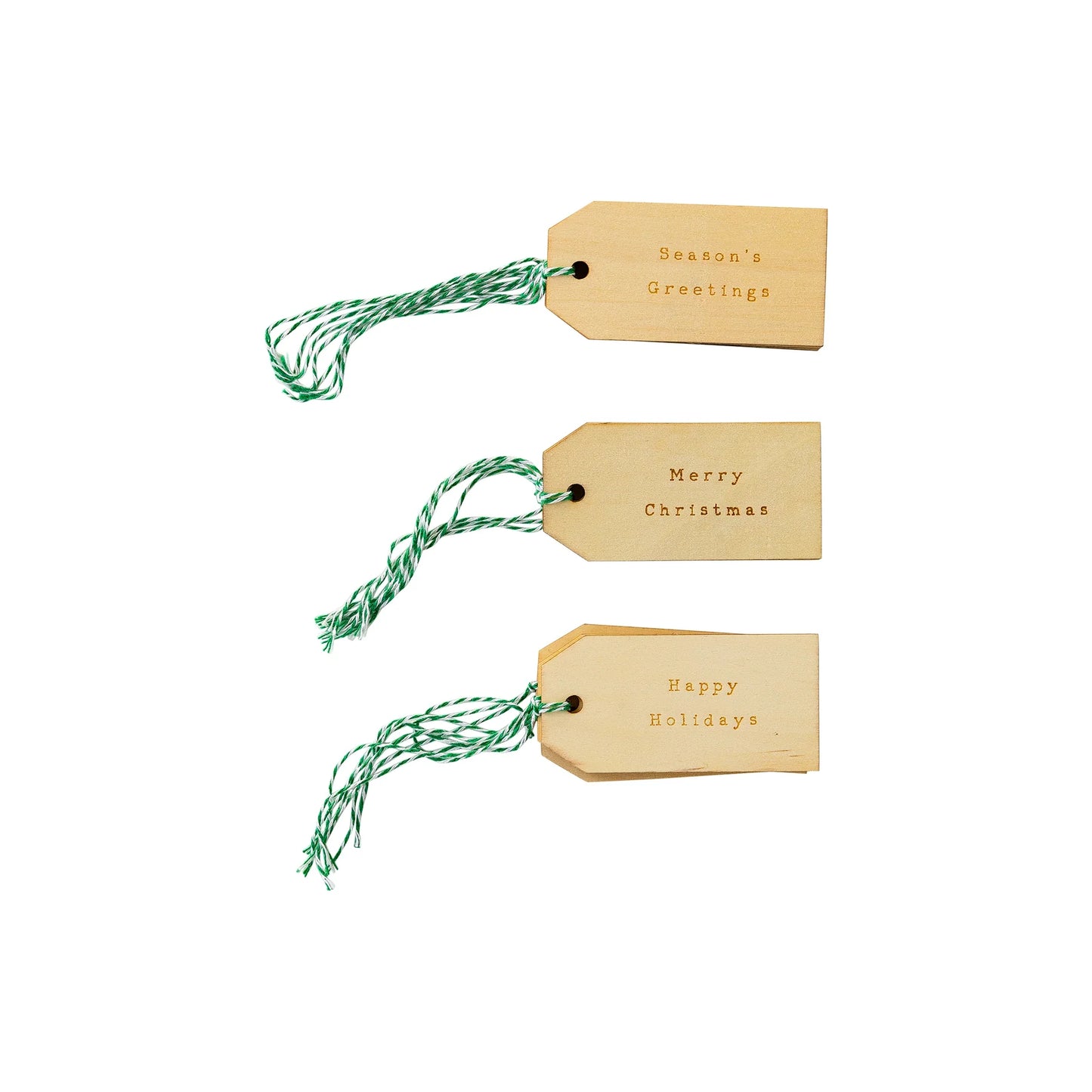 Christmas Titles Etched Wood Gift Tag Set