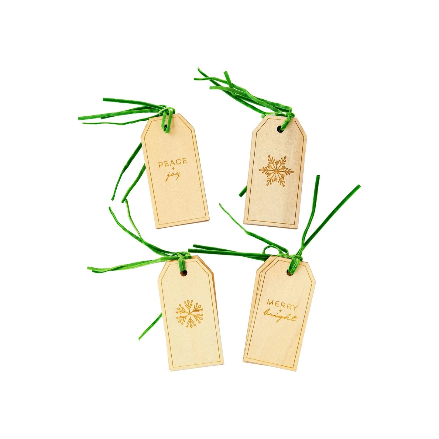 Christmas Titles Etched Wood Gift Tag Set