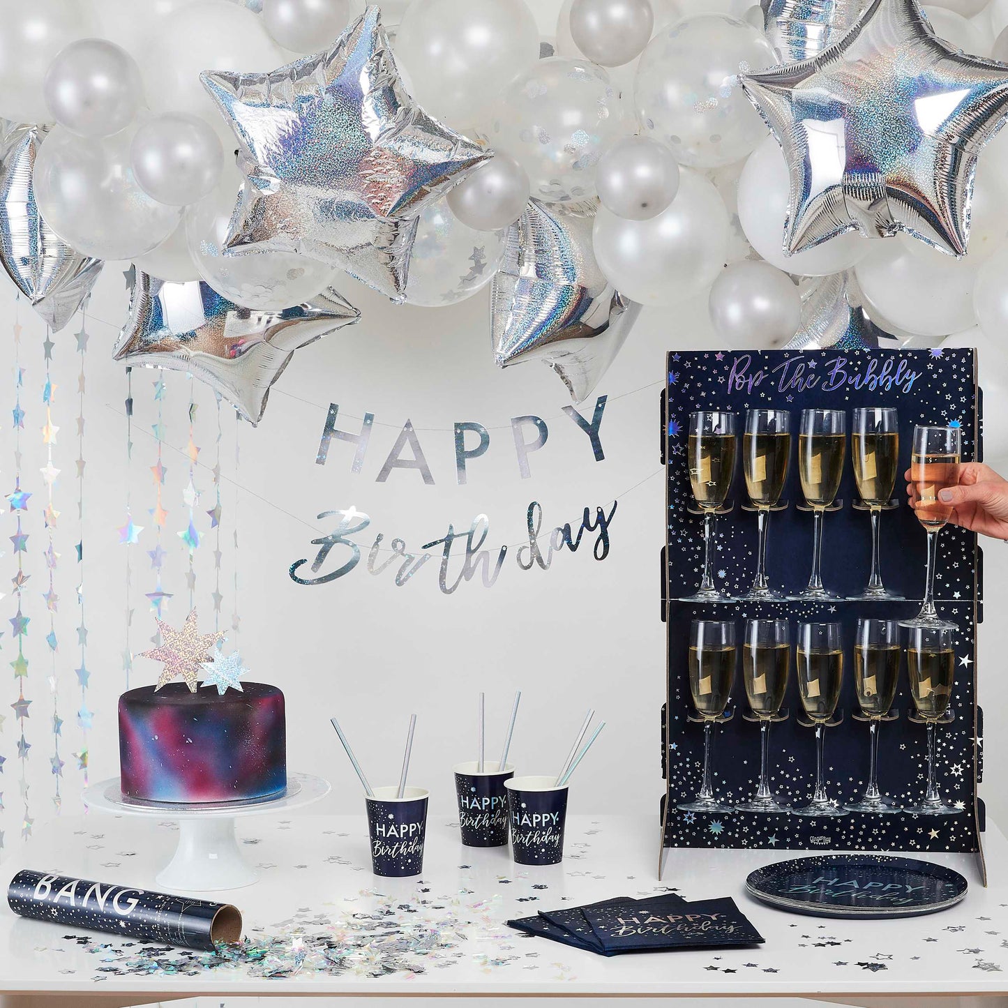 Iridescent Foil Star Hanging Party Backdrop