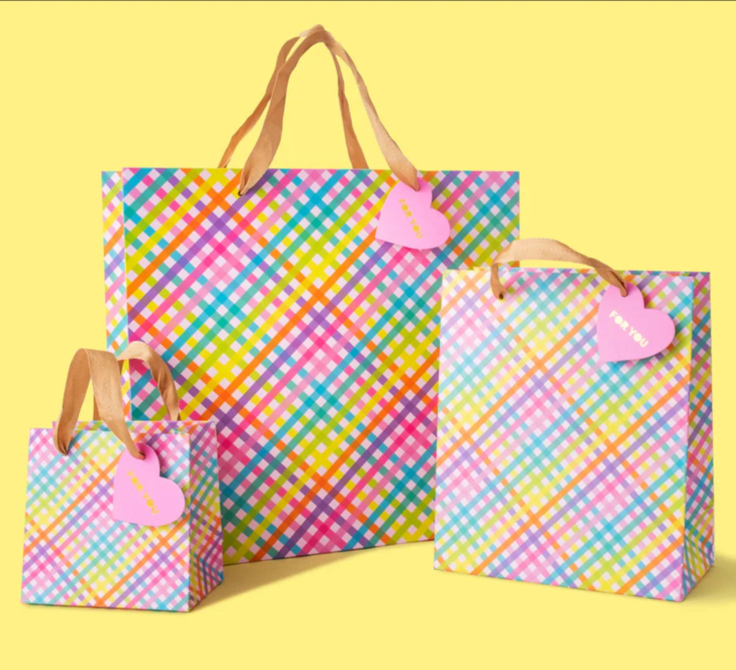 Colorful Gingham Gift Bags (3 Sizes)