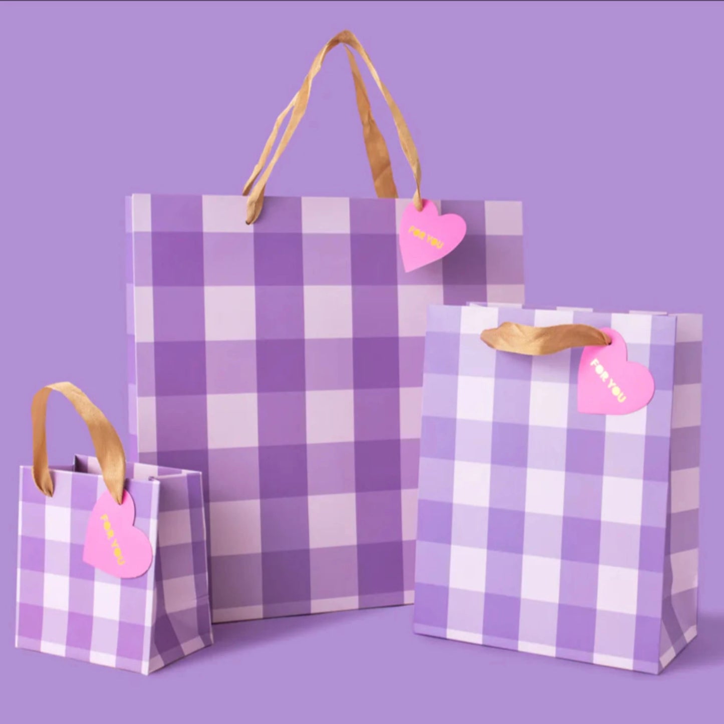 Purple Gingham Gift Bags (3 Sizes)
