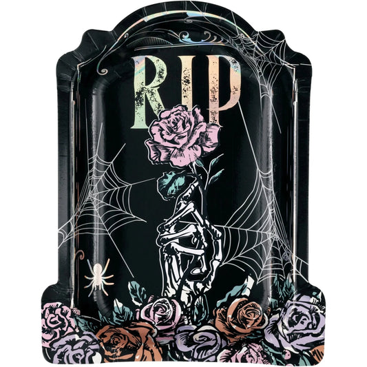 Floral Skulls Halloween "RIP" Plates