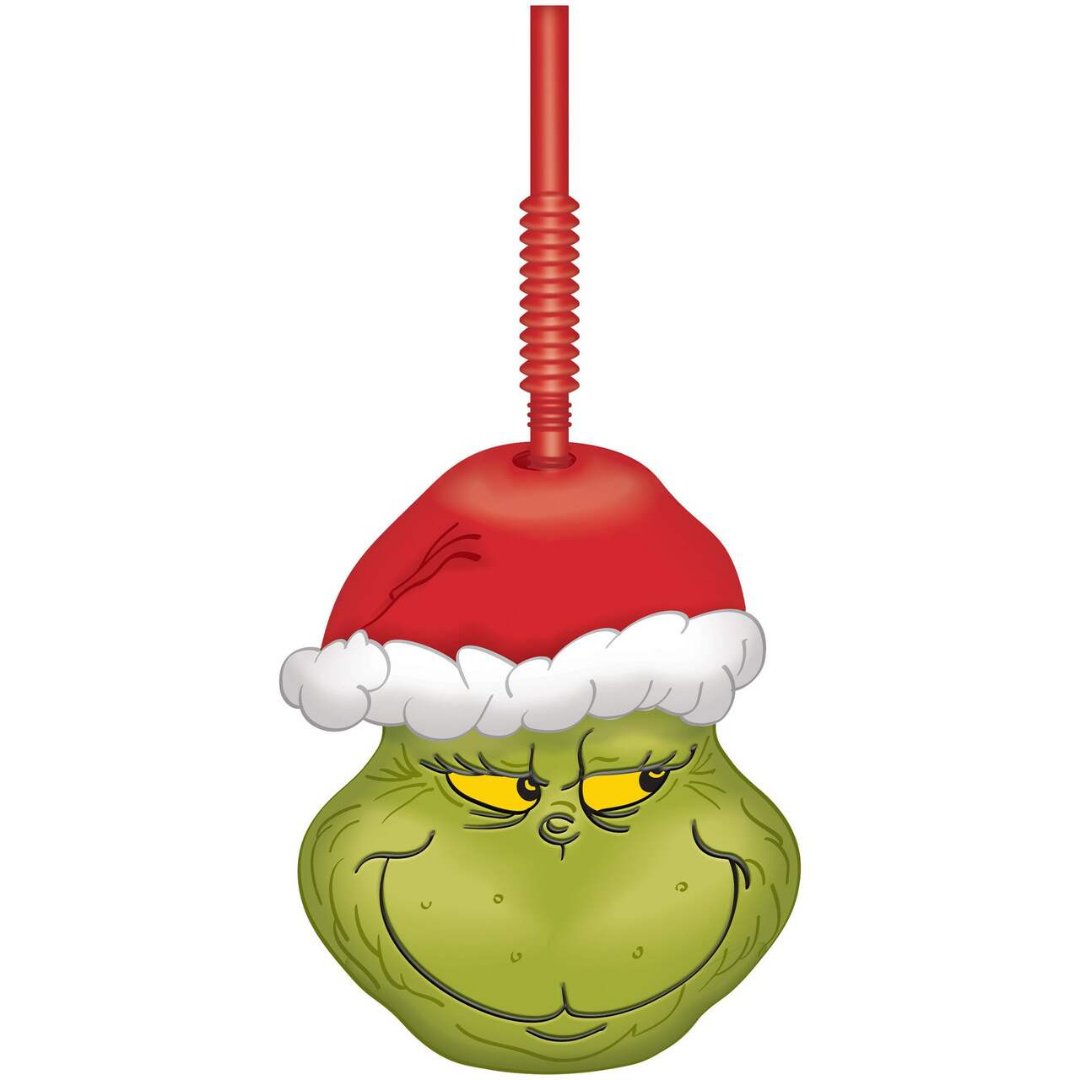 Christmas Clear Red Ornament Cup with Straw Grinch