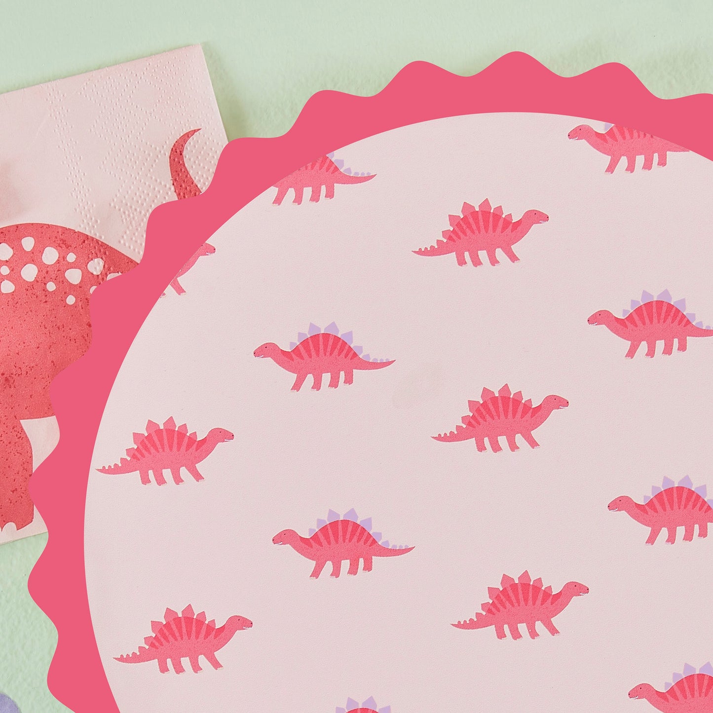 Pink Dinosaur Print Paper Plates 8ct
