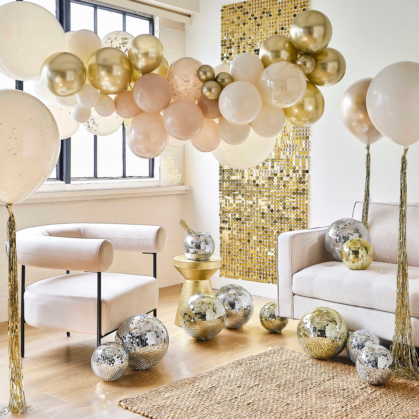 Nude and Gold Speckle Balloon Bunting