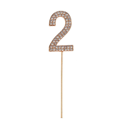 Rhinestone Cake Topper Numbers Gold