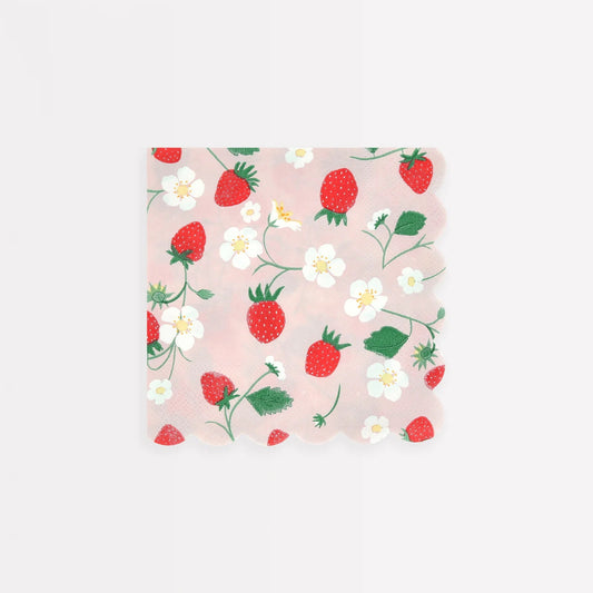 Strawberry Pattern Small Napkins (x 16)