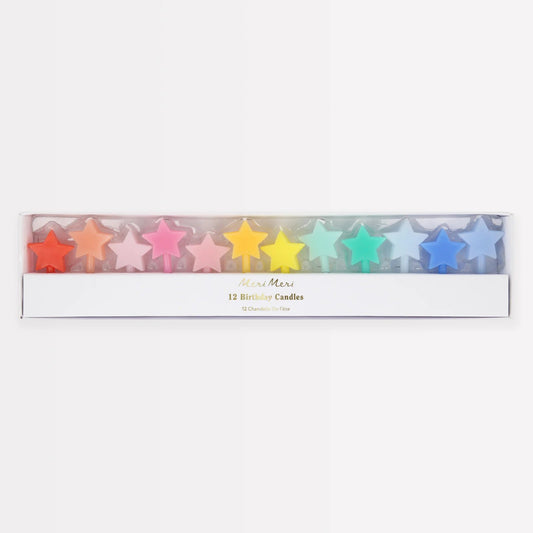 Rainbow Star Candles (x 12)