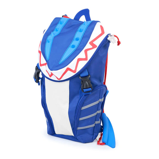 Mochila azul aleta de tiburón
